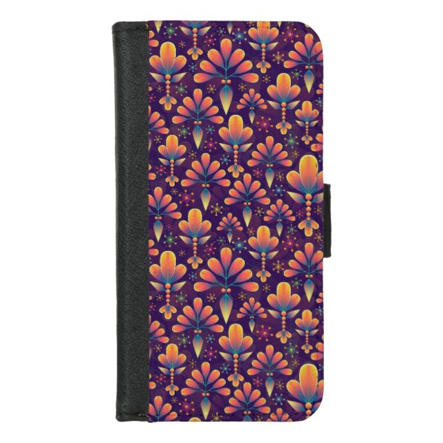 Abstract-background-floral-pattern iPhone Wallet Case (Front)