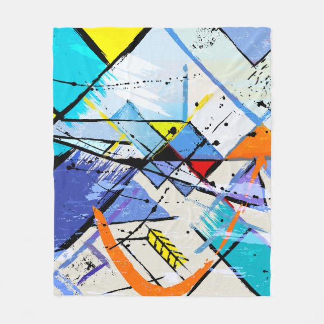 Abstract background, geometric lines, splashes. fleece blanket (Front)