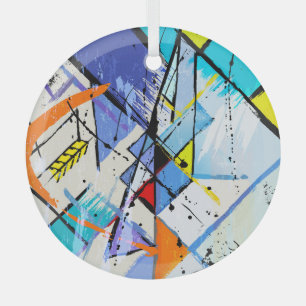 Abstract background, geometric lines, splashes. glass ornament