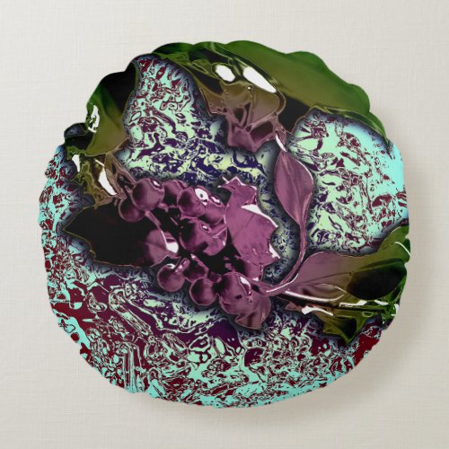 Abstract Background_Holly Branch Round Pillow