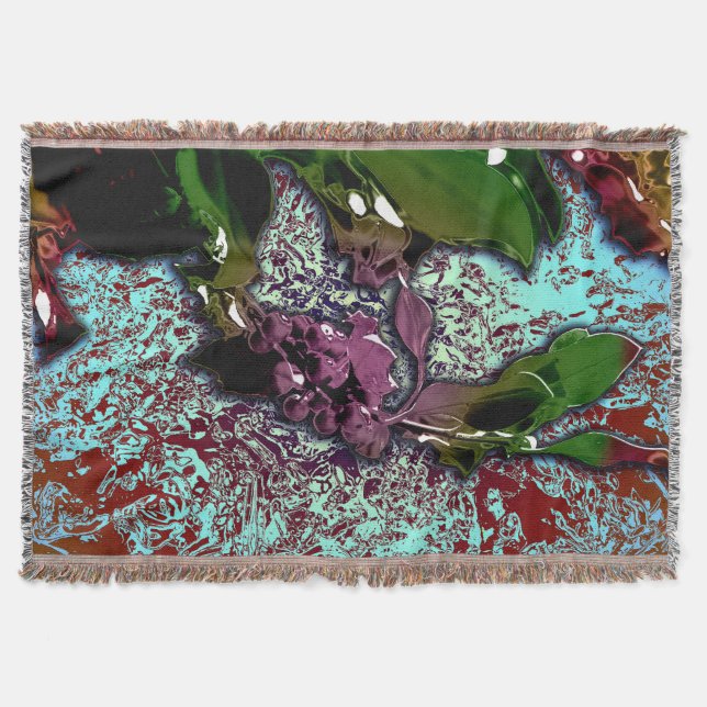 Abstract Background_Holly Branch Throw Blanket (Front)
