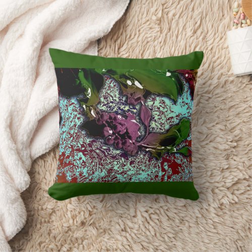 Abstract Background_Holly Branch Throw Pillow