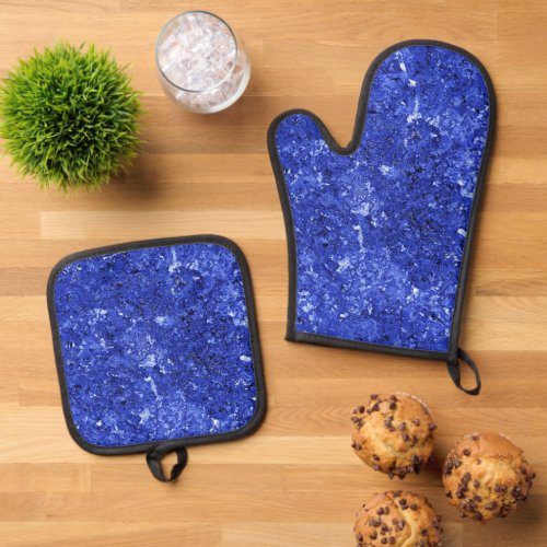 Abstract Background in Cobalt Blue Oven Mitt  Pot Holder Set