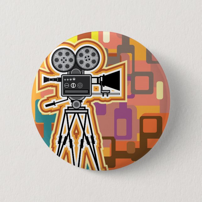 Abstract Background Movie Projector Film camera Pinback Button (Front)
