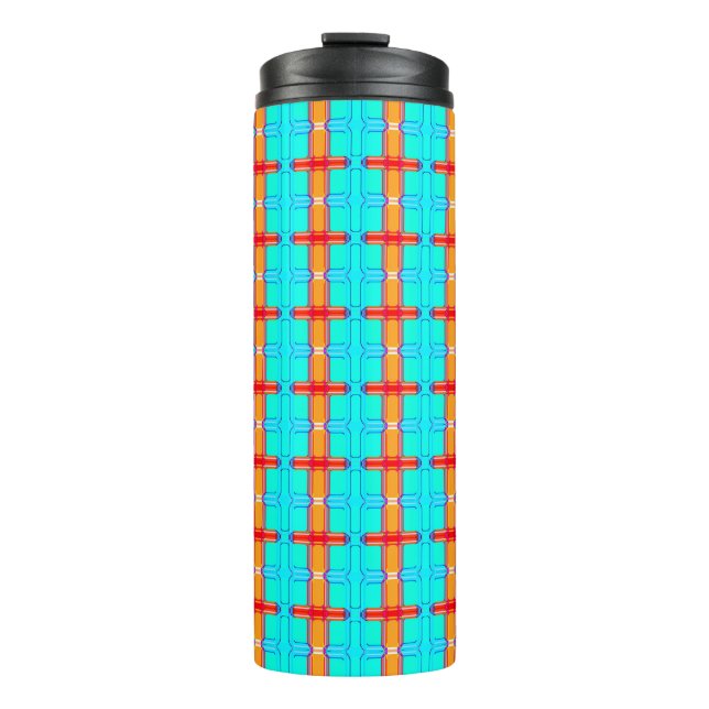 abstract background | multicolored gingham pattern thermal tumbler (Front)