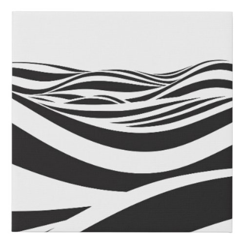 Abstract background of waves 3D optical illusion_ Faux Canvas Print