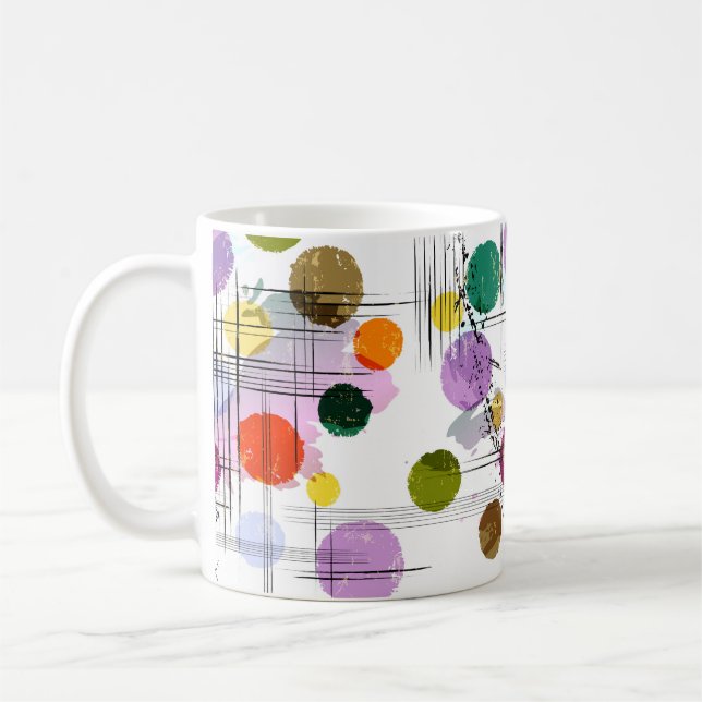 abstract background pattern, with circles, lines,  coffee mug (Left)