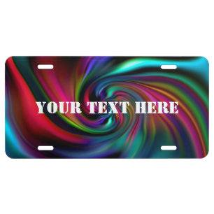 Abstract Background Spirals soft I + your text License Plate