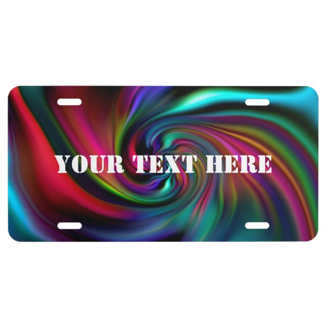 Abstract Background Spirals soft I + your text License Plate (Front)