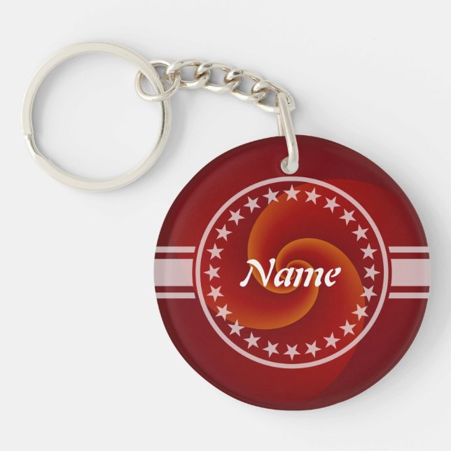 Abstract Background Spirals soft III + your text Keychain (Front)