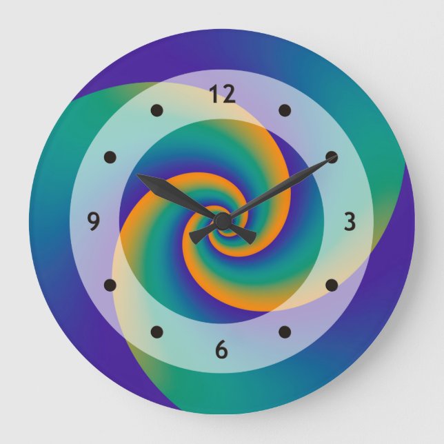 Abstract Background Spirals soft V Large Clock (Front)