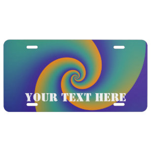 Abstract Background Spirals soft V + your text License Plate