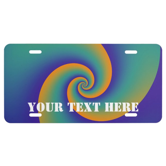 Abstract Background Spirals soft V + your text License Plate (Front)