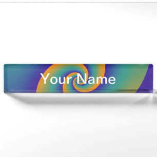 Abstract Background Spirals soft V + your text Name Plate