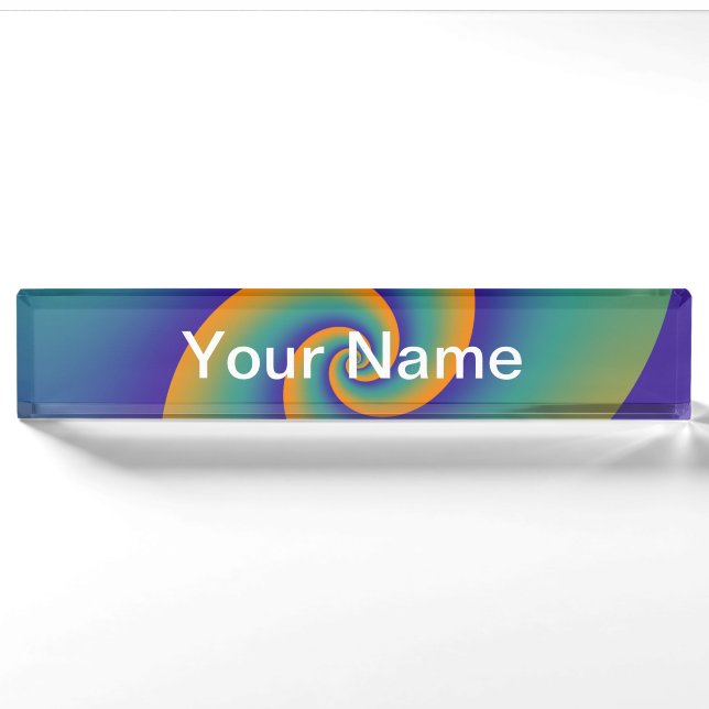 Abstract Background Spirals soft V + your text Name Plate (Front)