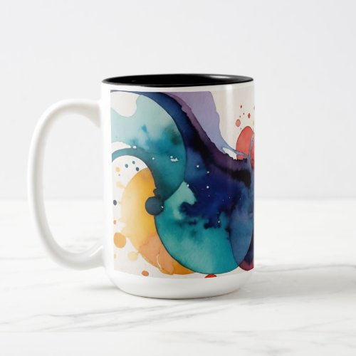 abstract background watercolor stripes art Two_Tone coffee mug