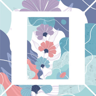 Abstract background with flowers poster
