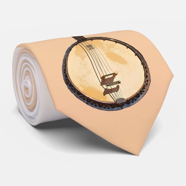 Abstract Banjo Music Instrument Orange Tie