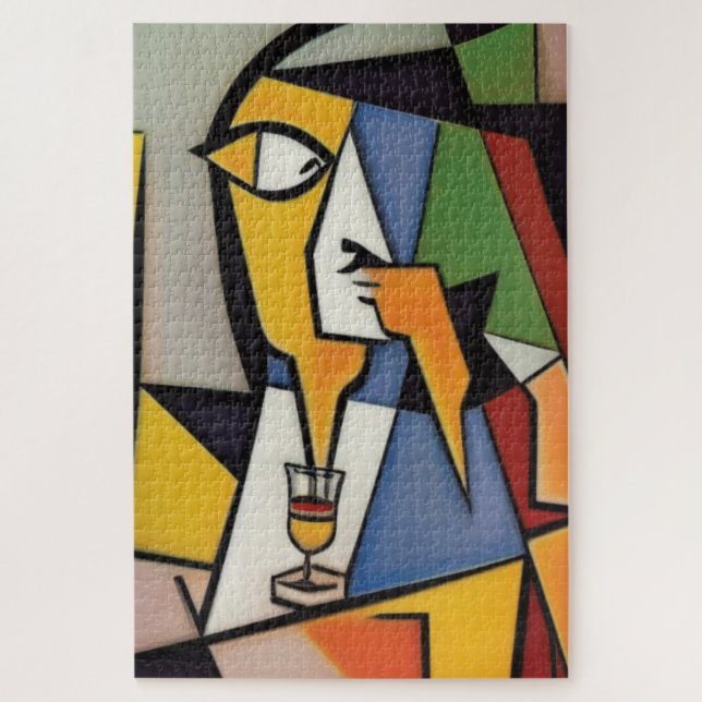 Abstract Bartender Cubist Jigsaw Puzzle (Vertical)
