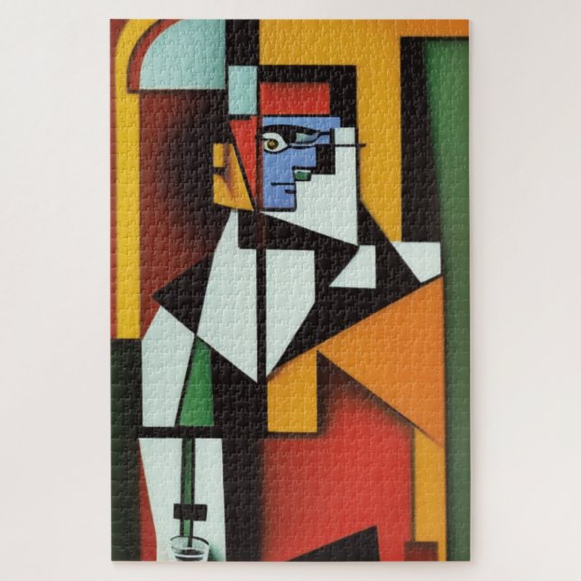 Abstract Bartender Cubist Jigsaw Puzzle (Vertical)