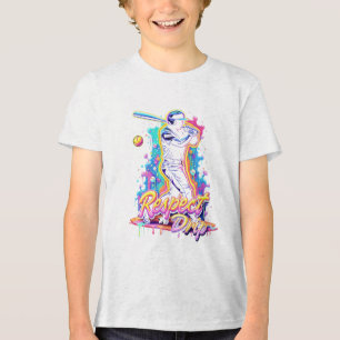 Abstract Baseball Batter Silhouette Respect Tri-Blend Shirt