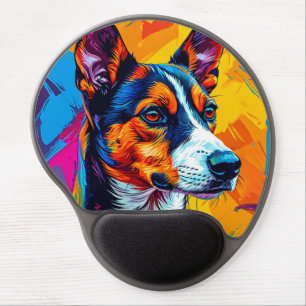 Abstract Basenji Dog Portrait Gel Mouse Pad