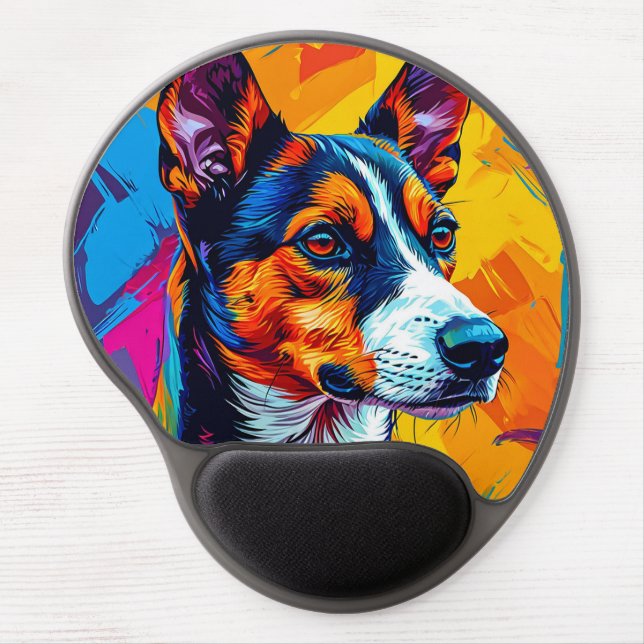 Abstract Basenji Dog Portrait Gel Mouse Pad (Front)