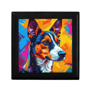 Abstract Basenji Dog Portrait Gift Box