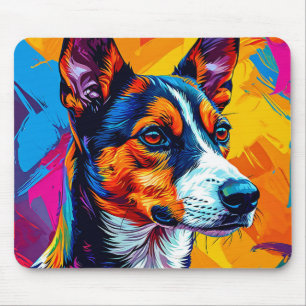 Abstract Basenji Dog Portrait Mouse Pad