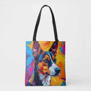 Abstract Basenji Dog Portrait Tote Bag