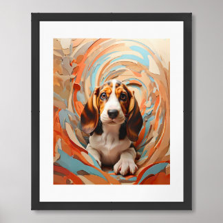 Abstract Basset Hound Framed Wall Art
