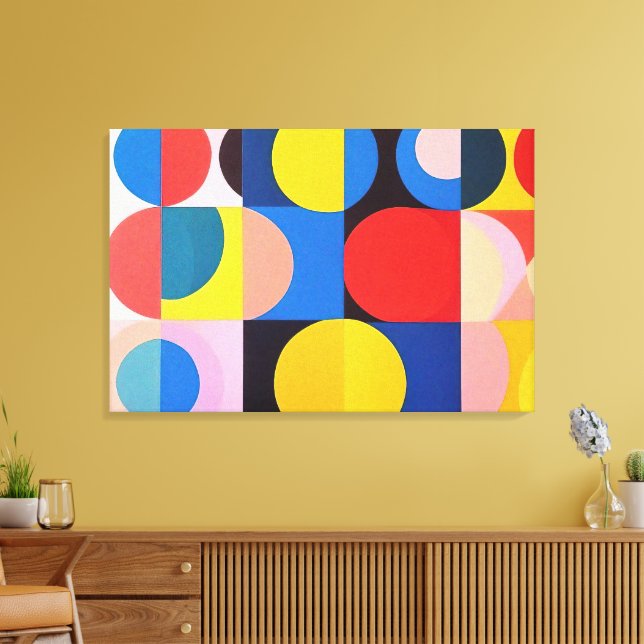 Abstract Bauhaus Geometric Art Canvas Print (Insitu(LivingRoom))