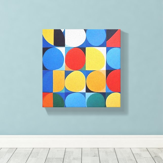 Abstract Bauhaus Geometric Art Canvas Print (Insitu(Wood Floor))