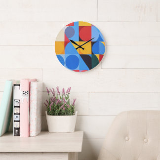 Abstract Bauhaus Geometric Art Large Clock