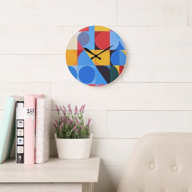 Abstract Bauhaus Geometric Art Large Clock (Reading Room)