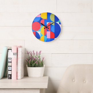 Abstract Bauhaus Geometric Art Large Clock