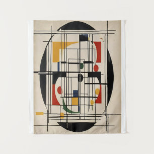 Abstract Bauhaus Geometric Modern Minimalist Art Tapestry