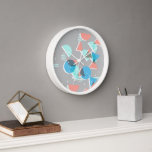 Abstract Bauhaus Half Circles Mod Pop Art Pattern Clock<br><div class="desc">Beautiful contemporary blue, mint green, coral orange, and blush pink colored geometric half circles and squares pattern Ornate, elegant, and funky hipster design for the fancy artistic interior designer, artsy fashion diva, popular hip trendsetter, vintage retro, nouveau deco art style, or abstract graphic digital geometric motif lover. Available on a...</div>