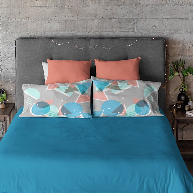 Abstract Bauhaus Half Circles Mod Pop Art Pattern Pillow Case (Creator Uploaded)