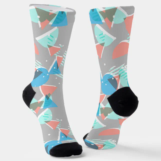Abstract Bauhaus Half Circles Mod Pop Art Pattern Socks | Zazzle