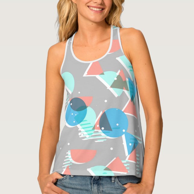 Abstract Bauhaus Half Circles Mod Pop Art Pattern Tank Top (Front)