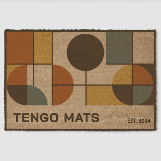 Abstract Bauhaus-inspired design in earth tones – Fiber Doormat
