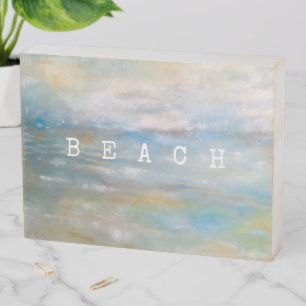 Abstract Beach And Coastal Painting Wooden Box Sign