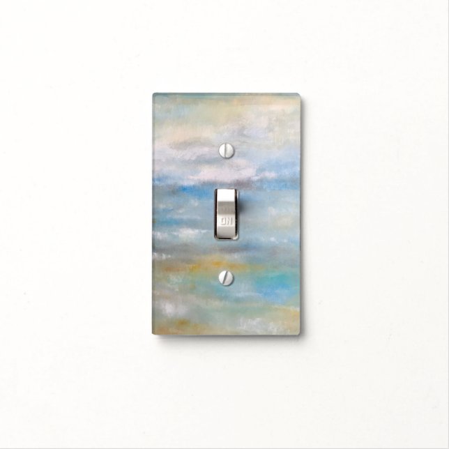 Abstract Beach Blue Art Light Switch Cover (In Situ)