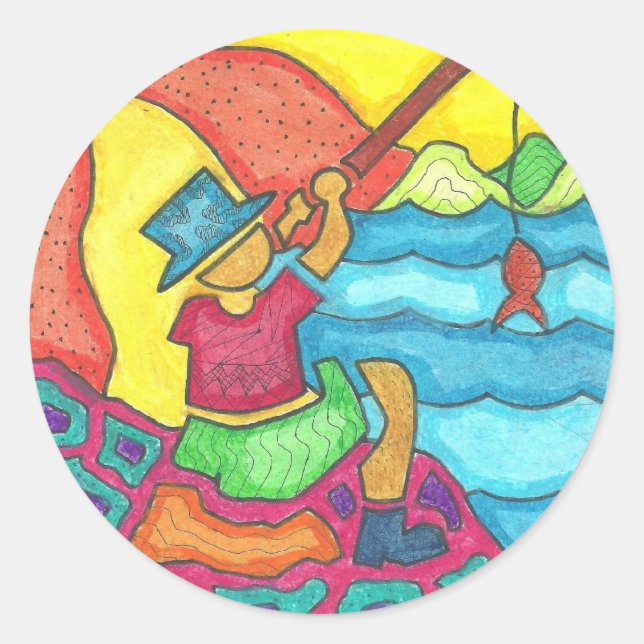 Abstract Beach Classic Round Sticker (Front)
