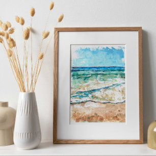 Abstract Beach Coastal Sea And Sand Art Poster