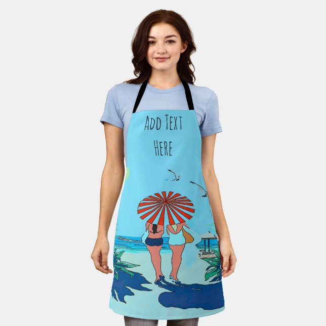 Abstract Beach Design add text, Apron (Worn)
