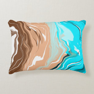 Abstract Beach Fluid Art Accent Pillow