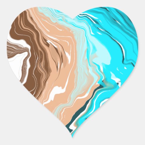 Abstract Beach Fluid Art  Heart Sticker