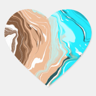 Abstract Beach Fluid Art Heart Sticker